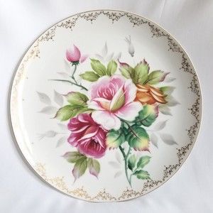 Maso Shafford Ware Japan 10" Hand Painted Plate Floral Rose Wall Hanging